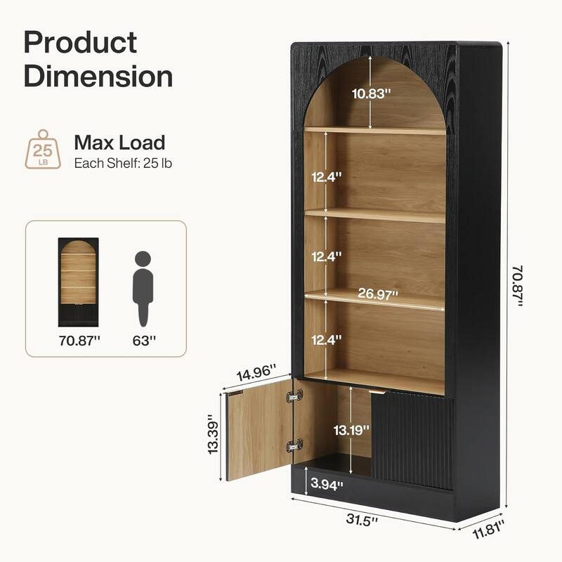 71 Inch Modern Tall Arch Vertical File Filing Cabinet for Home Office
