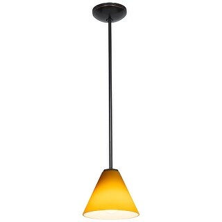 Access Lighting Martini - E26 LED Rod Pendant - Oil Rubbed Bronze Finish - Amber Glass Shade