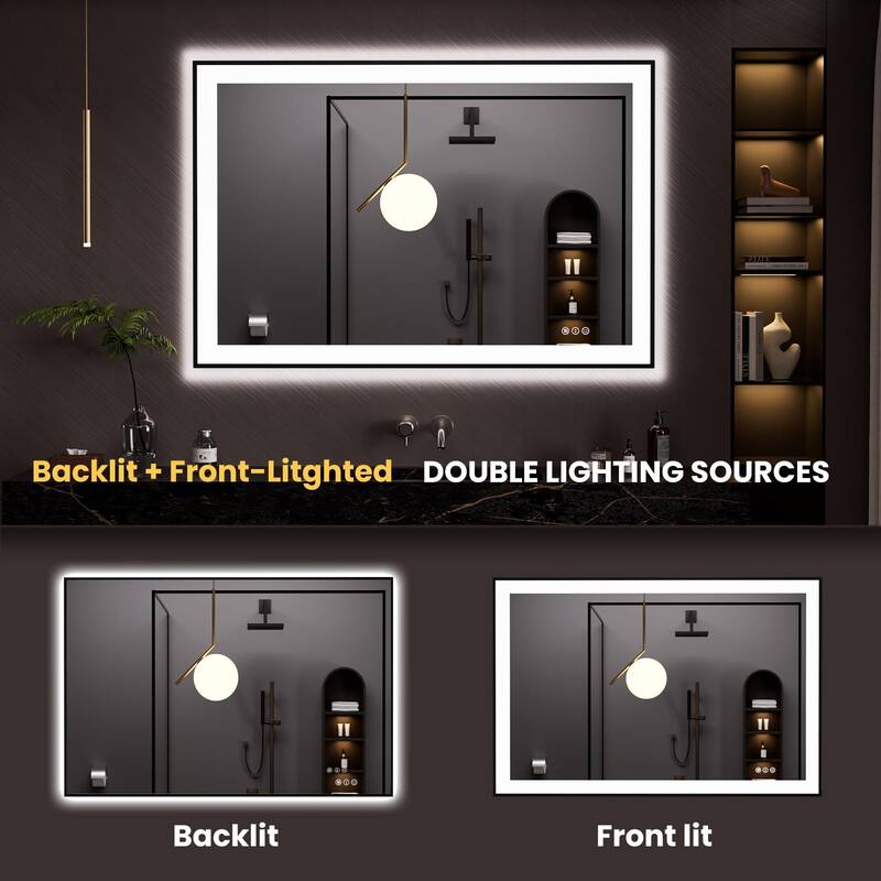 48x32 Inch Frameless LED Bathroom Mirror,Smart Mirror