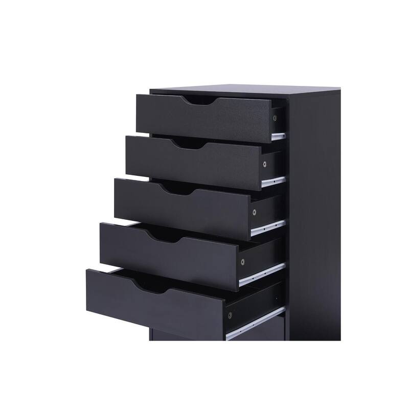 Sleek Modern Drawer Dresser Storage Cabinet with Grooved Drawer Pulls, Multipurpose Office File Storage Cabinet