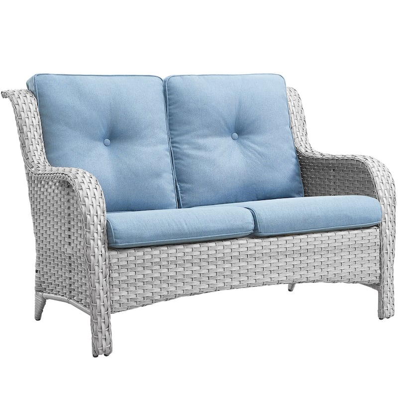 Outdoor Patio Wicker Loveseat Sofa - 2-Seater Rattan Sofa