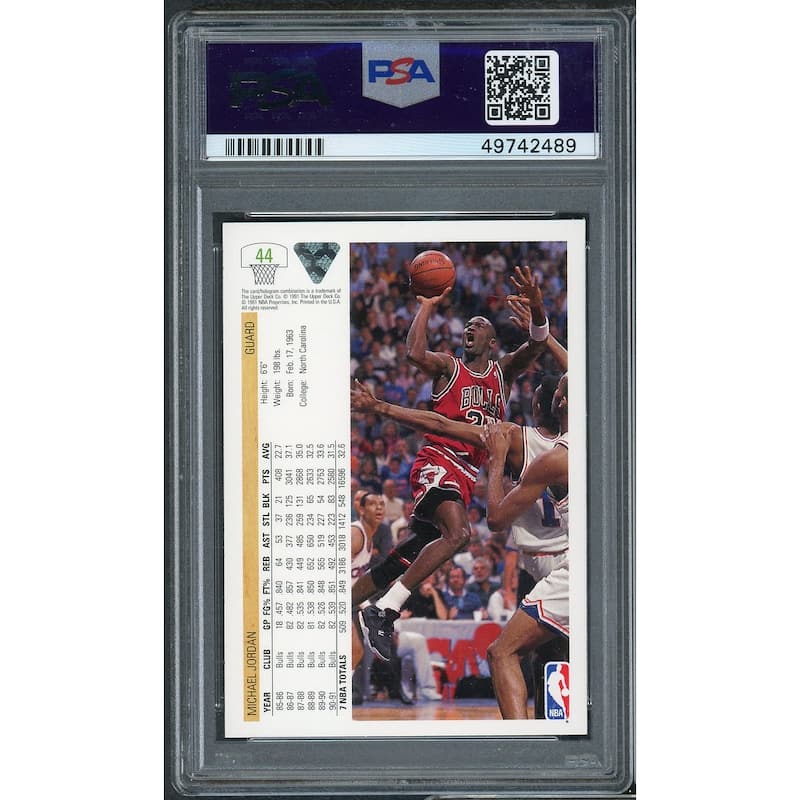 Michael Jordan 1991 Upper Deck Basketball Card #44 Graded PSA 9 MINT - 8'6" x 11'6"