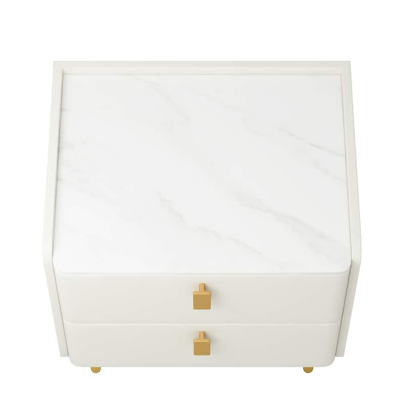 Modern Luxury 2-drawer Faux Leather Bedroom Nightstand