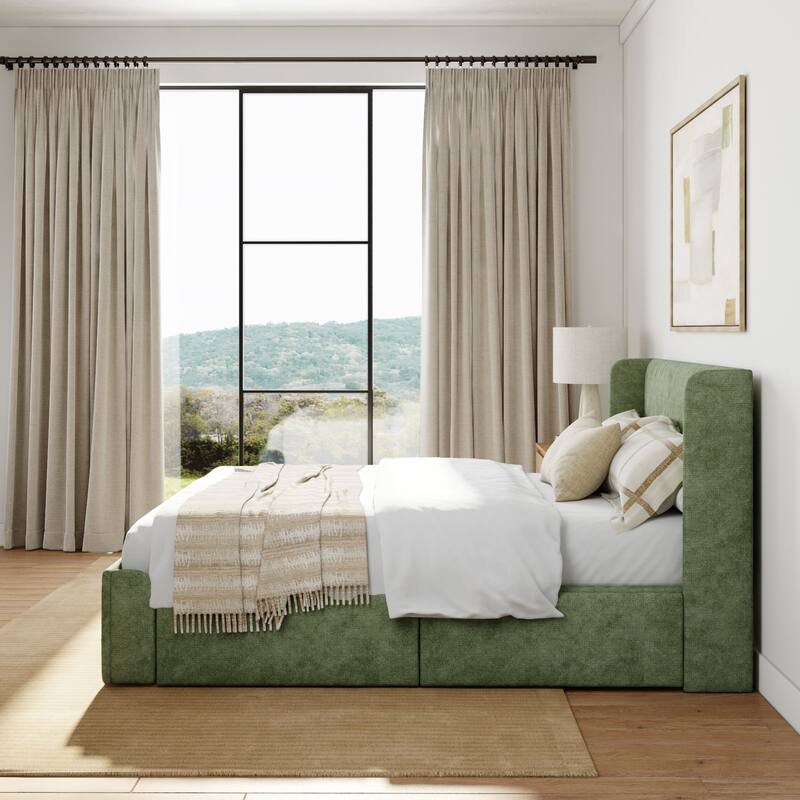 Plank and Beam Full-Size Upholstered Bed with Rectangular Headboard
