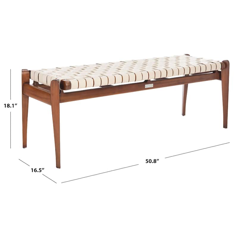 SAFAVIEH Couture Ciresila Leather Bench - 50.8" W x 16.5" D x 18.1" H - 51Wx17Dx18H