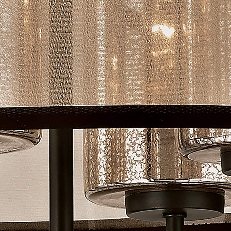 Elk Home Diffusion Oiled Bronze With Beige Organza 4 Light Chandelier