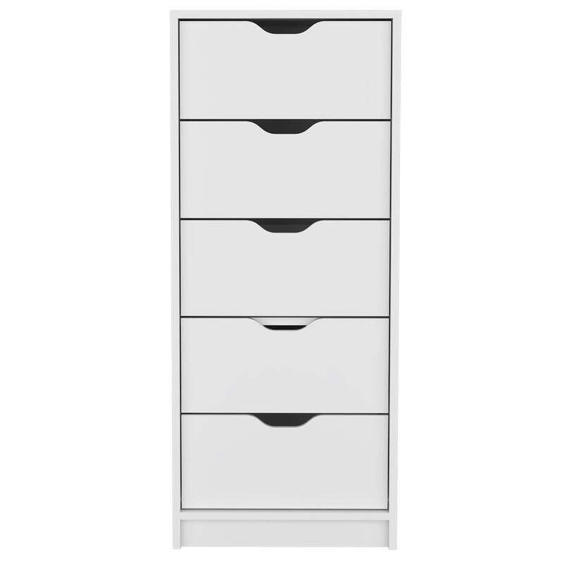 HomeRoots 18" White Five Drawer Dresser