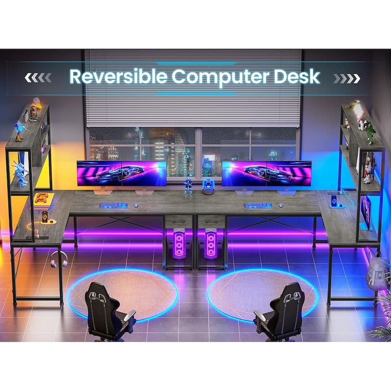 51.2" Reversible Small Corner Desk with Drawer L Shaped Gaming Desk