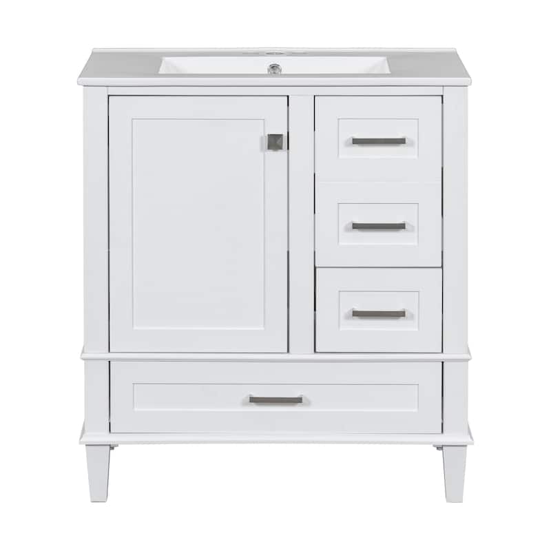 Modern Bathroom Vanity, 30" Freestanding Cabinet with Sink, Bathroom Storage Cabinet with Soft Closing Door and 3 Drawers