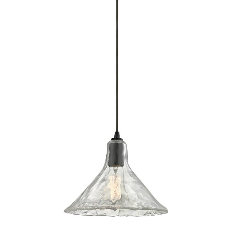 Hand Formed Glass 1-Light Mini Pendant in Oil Rubbed Bronze