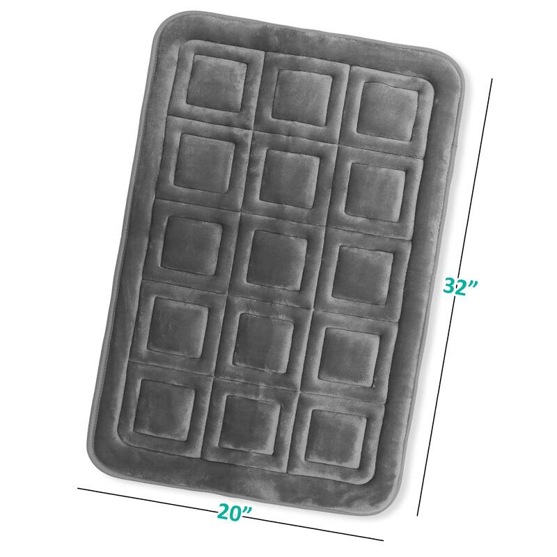 Clara Clark Ultra Soft Non Slip and Absorbent Bath Rug - Waffled Velvet Memory Foam Bath Mat
