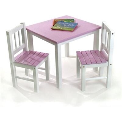 Lipper International 513Pk Child s Table And 2 Chair Set Pink And White