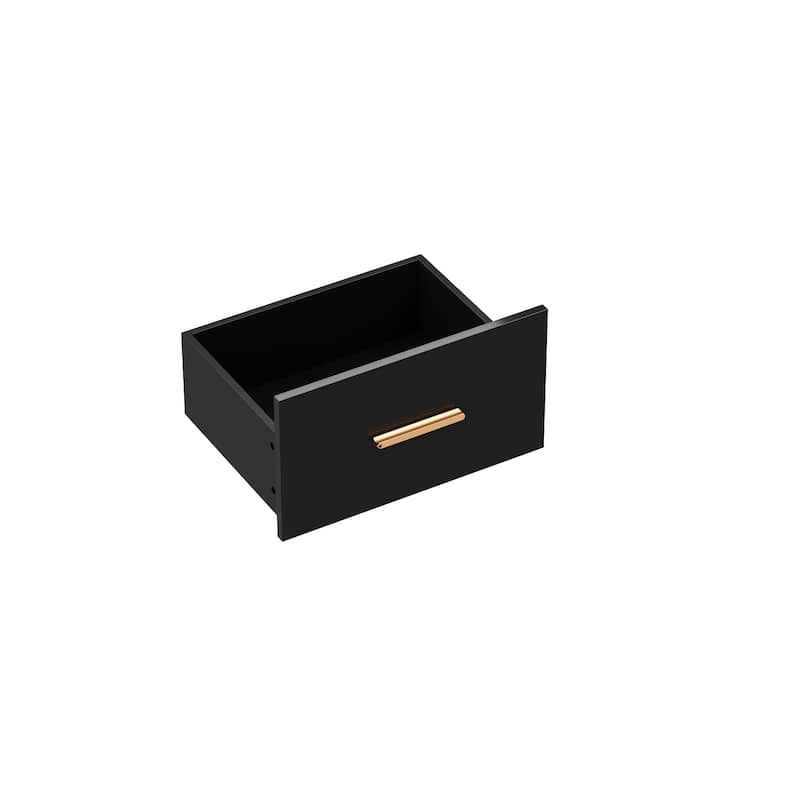 Black Entertainment Center Spacious Luxurious TV Stand Golden Accents - 70.9"
