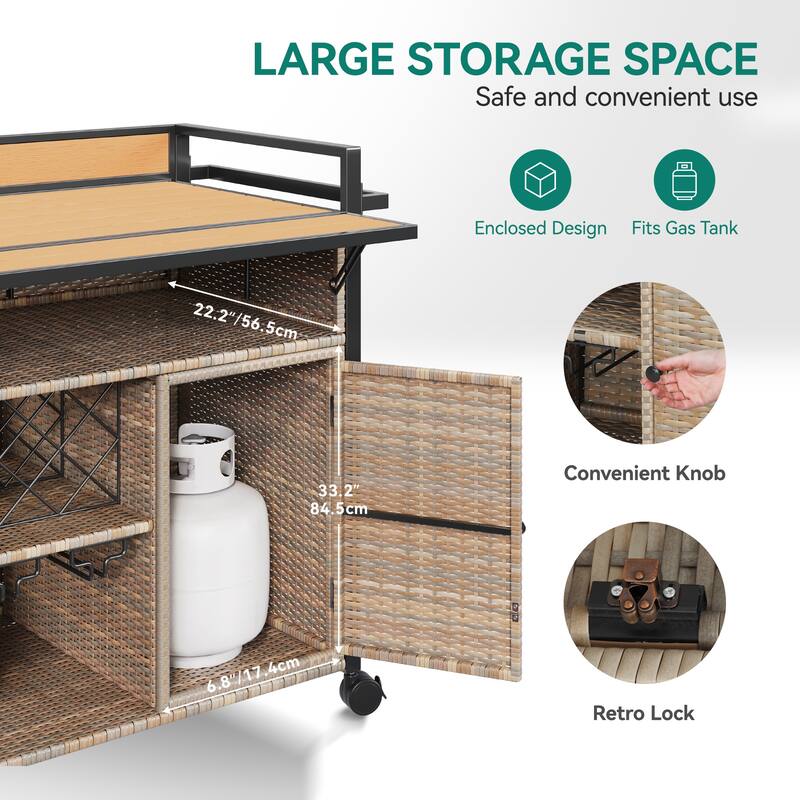 Moasis 54.3" Wicker Bar Cart