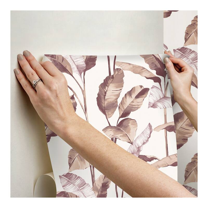Mauve Banana Leaf Peel & Stick Wallpaper