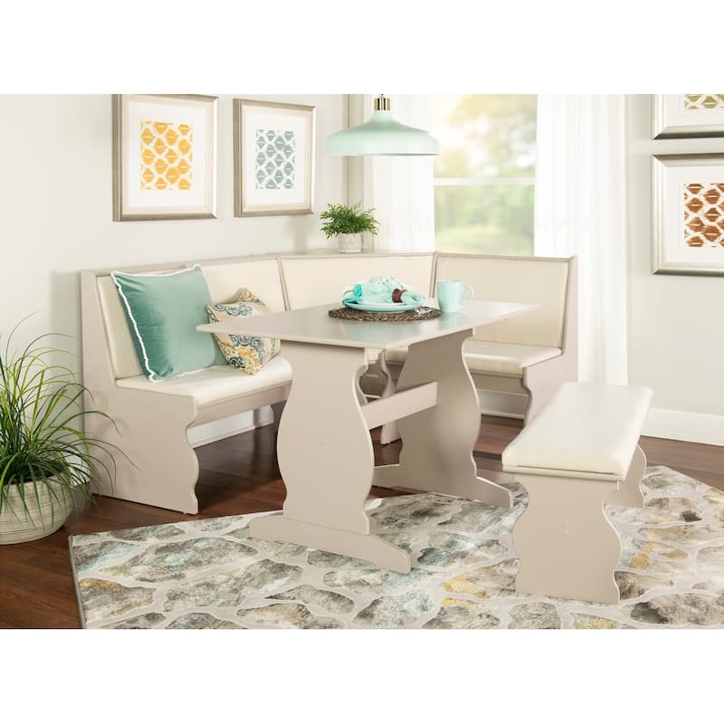 Hannah Breakfast Nook 3-piece Dining Set - Grey Cream