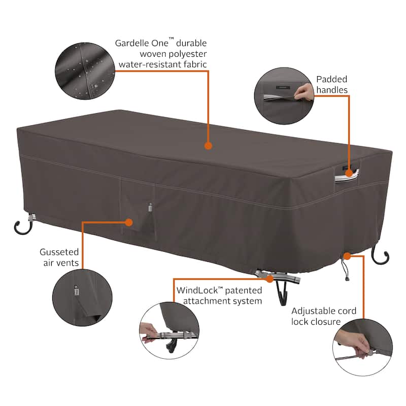 Classic Accessories Ravenna Water-Resistant 60 Inch Rectangular Fire Pit Table Cover