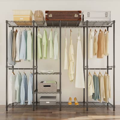 75 Inch Metal Freestanding Closet Organizer for Hanging Clothes