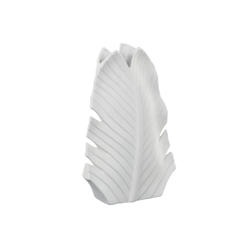 Black or White Ceramic Palm Leaf Decorative Vase