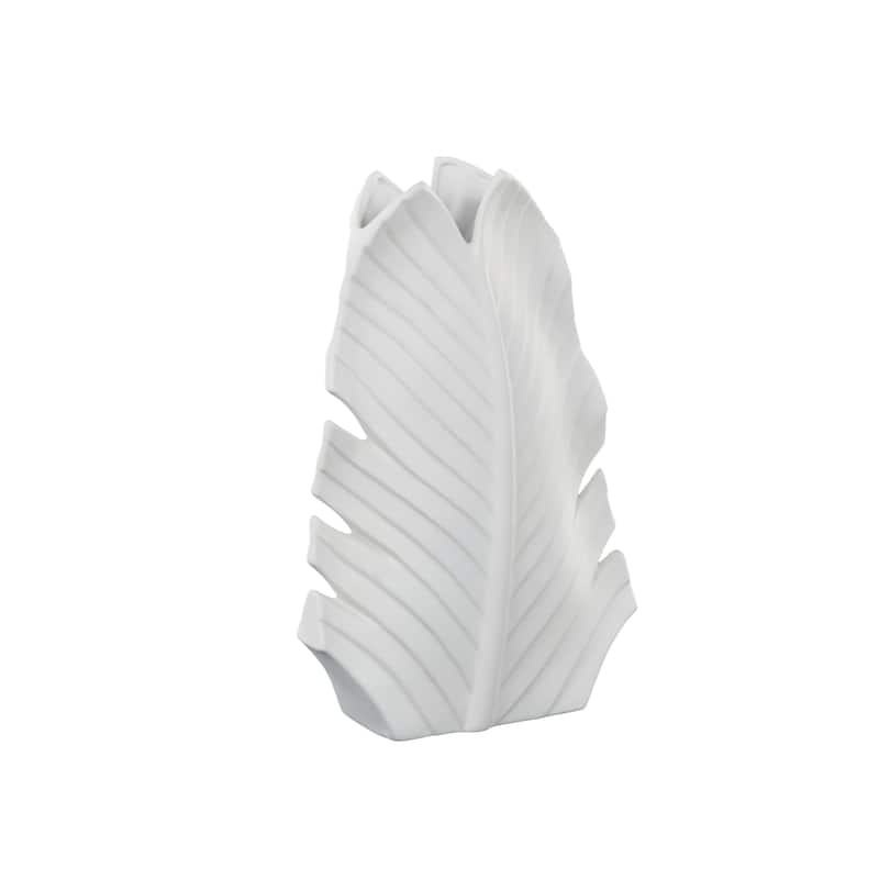 Ceramic Palm Tree Curved Leaf Decorative Vase - Black or White - Roche River Decor