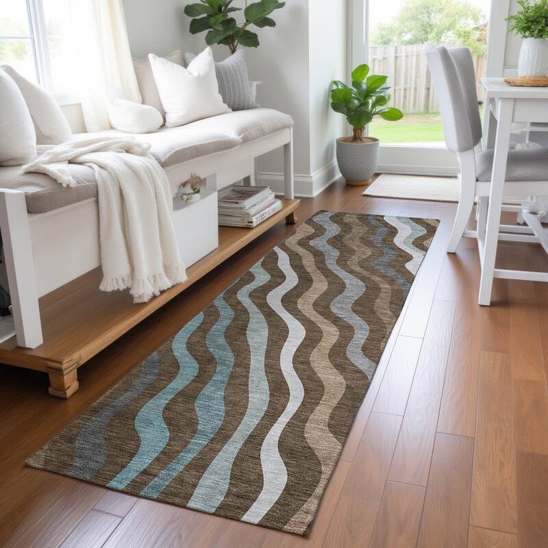 Machine Washable Indoor/ Outdoor Modern Eureka Chantille Rug