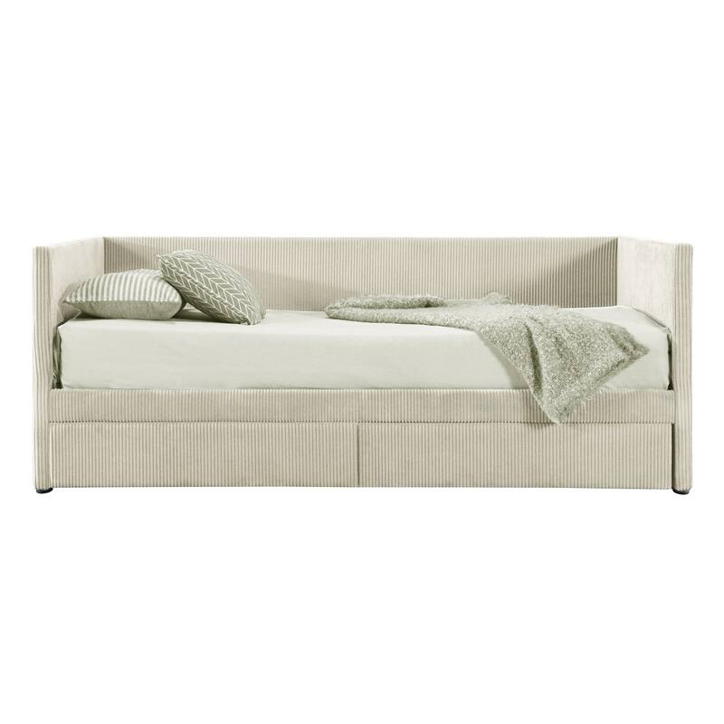 Elegant Twin Corduroy Daybed with Drawers, Sturdy Plywood Frame, Upholstered Tufted Headboard, Ideal for Small Spaces
