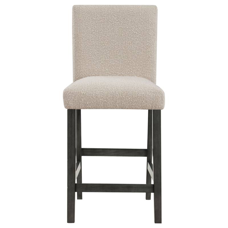 Alora Counter Height Dining Chair Set of 2, Beige Boucle, Charcoal Gray