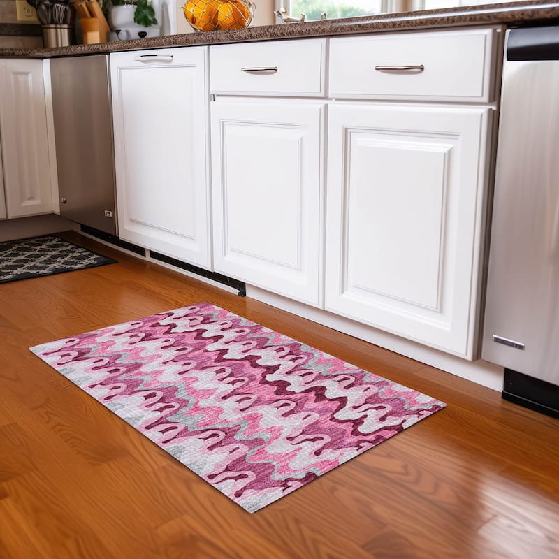 Machine Washable Indoor/ Outdoor Chantille Abstract Ripples Rug
