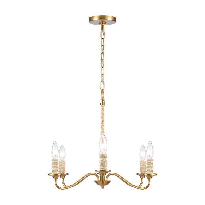 Elk Home Abaca Brushed Gold Finish 6 Light Chandelier