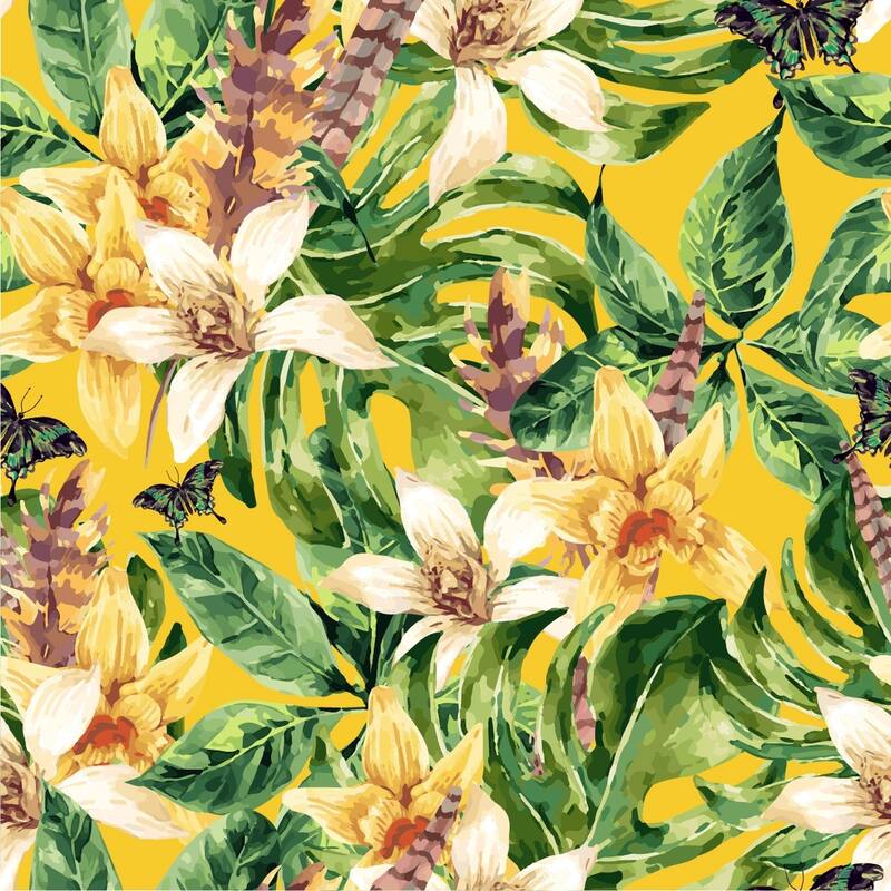 Yellow Wallpaper with Green Leaves Bed Bath & Beyond 35647375