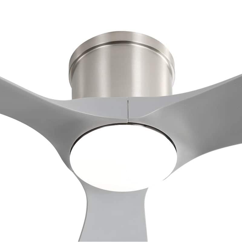 52 Inch Ceiling Fan With Light and Remote Brushed Nickel Low Profile Ceiling Fan 6 Wind Speed - 52in
