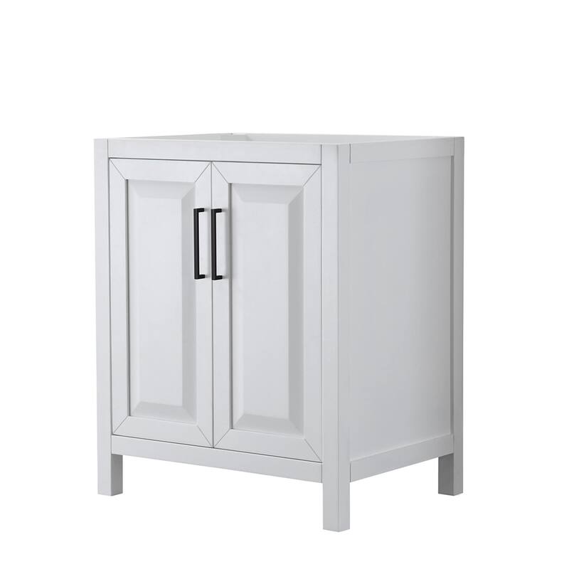 Wyndham Collection Daria 29" Single Free Standing Vanity Cabinet Only - White / Matte Black Hardware