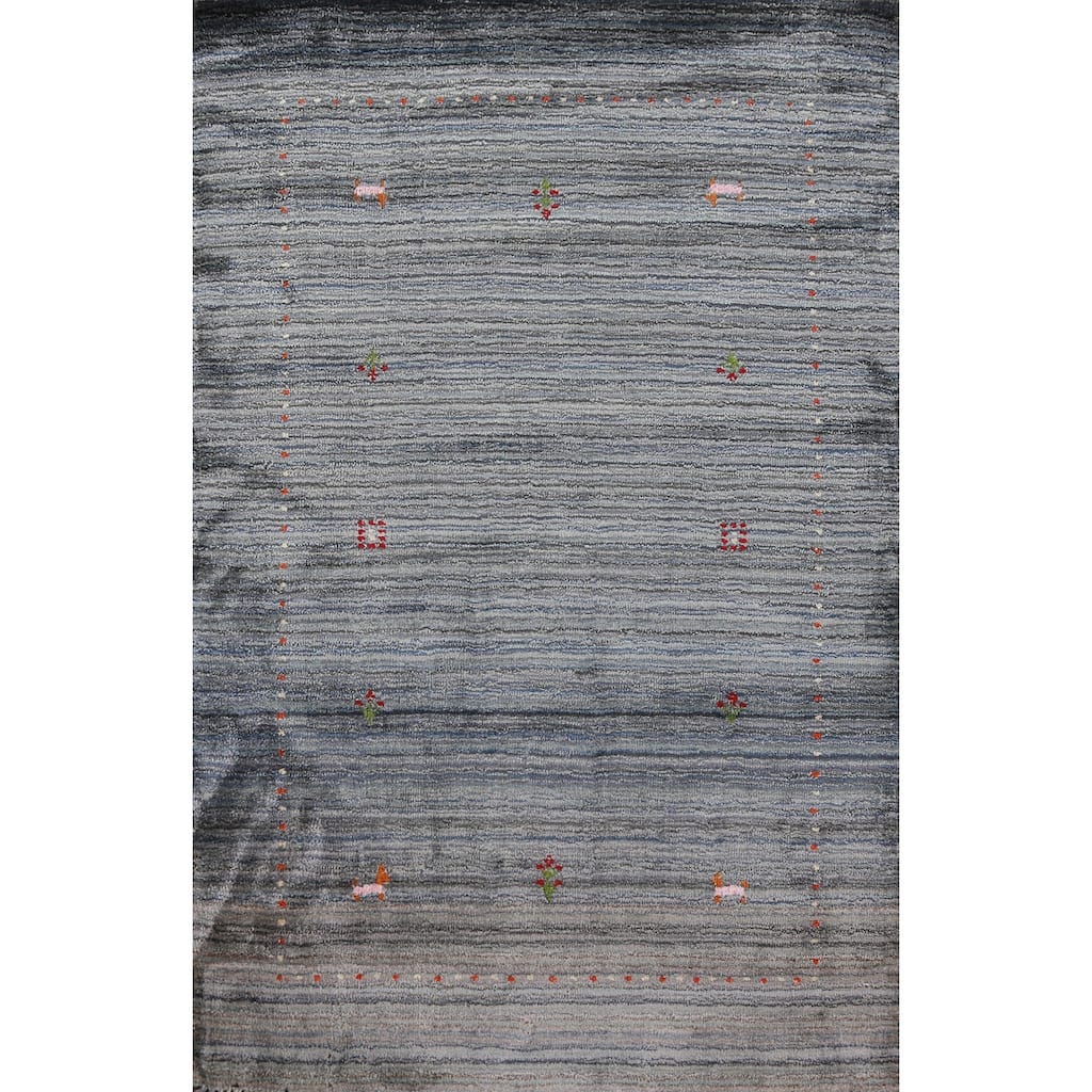 Hand Knotted Oriental 100% Wool Carpet Tribal Tribal Multi-Colored Gabbeh Area Rug - 4' 10'' X 3' 1''