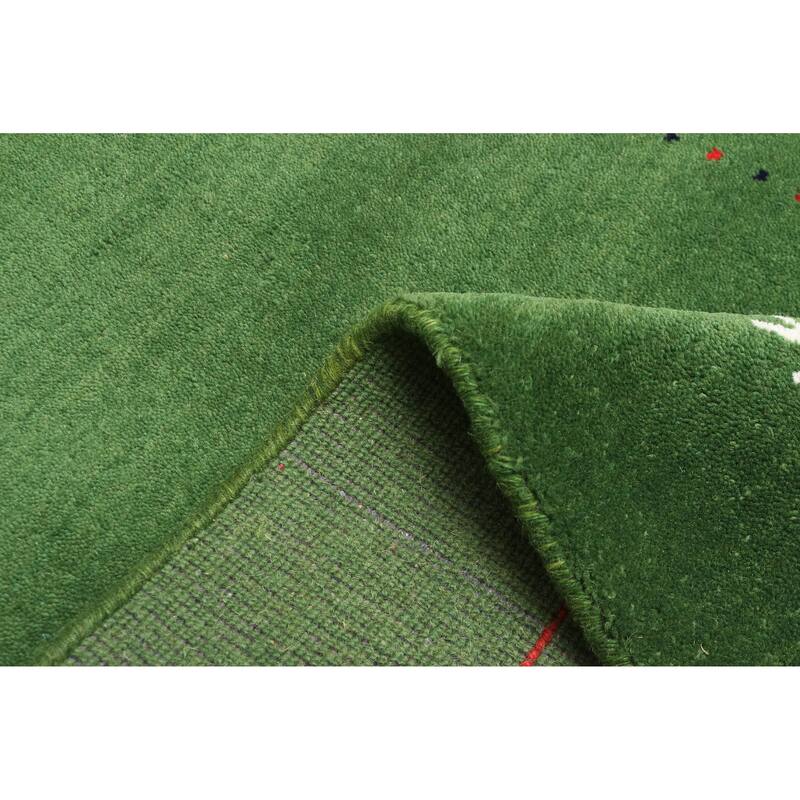 ECARPETGALLERY Hand Loomed Kashkuli Gabbeh Green Wool Rug - 3'1 x 5'0