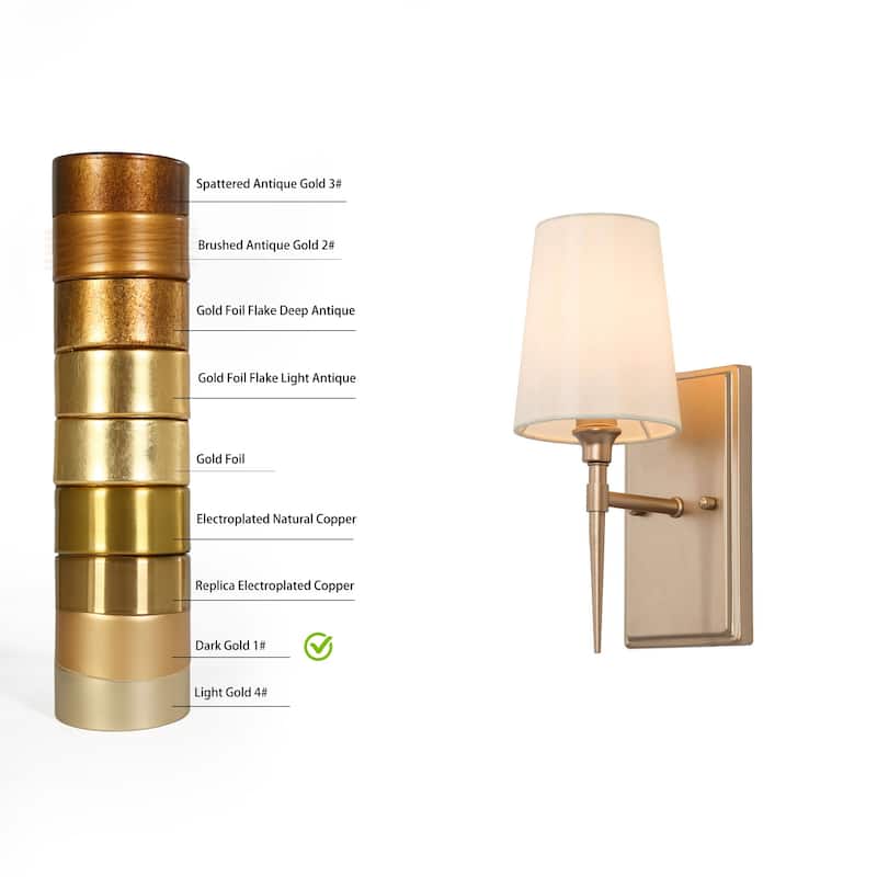 Modern 3-Light Gold Bathroom Vanity Light Fabric Wall Sconces