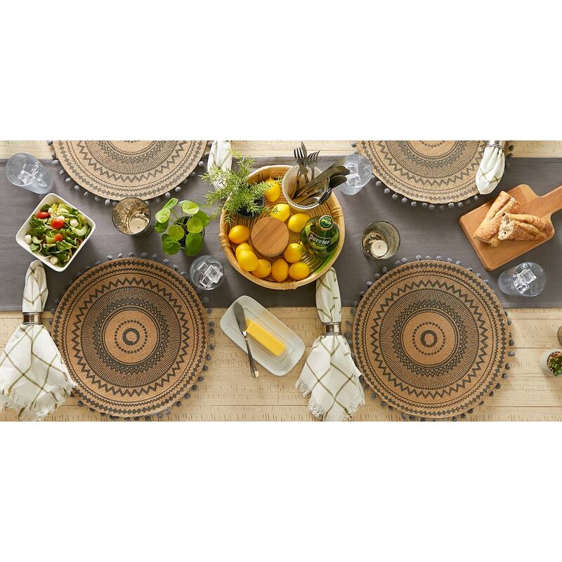 DII Block Print On Natural Round Jute Placemat (Set of 6)