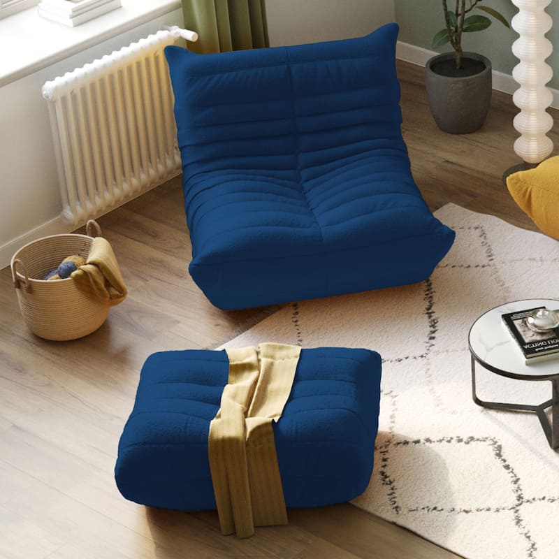 Lazy Floor Sofa Couches,Teddy Velvet Lounge Chair