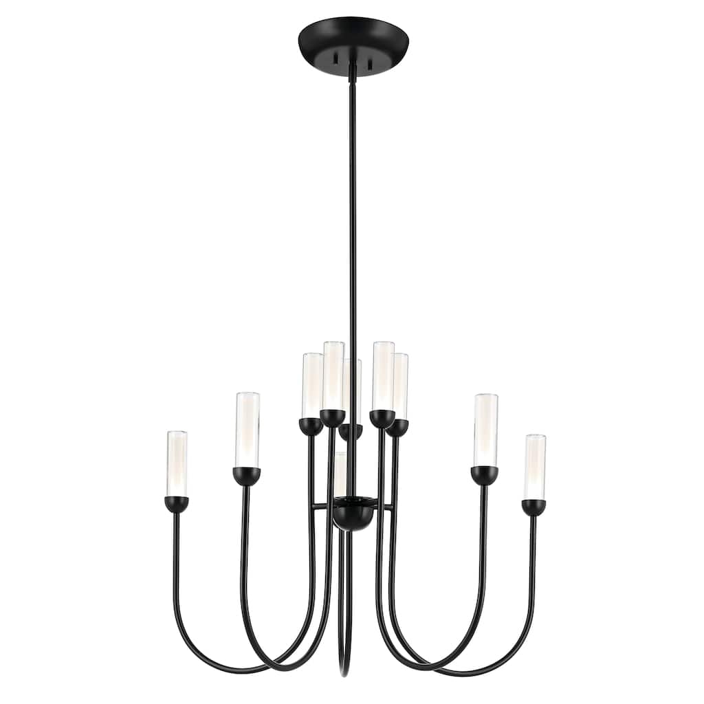 Moraine 30 Inch LED 10 Light 2-Tier Chandelier in Black