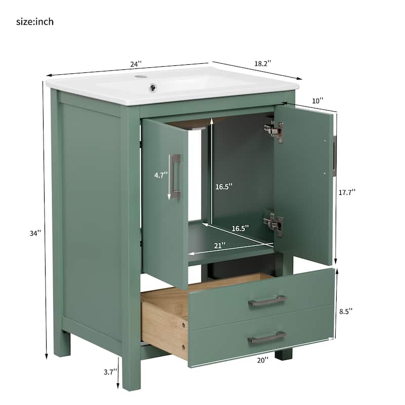 Bathroom Vanity with Sink Top Combo, Storae Cabinet with Soft Closing Doors, Single Sink Cabinet with Drawer and Storage Shelf