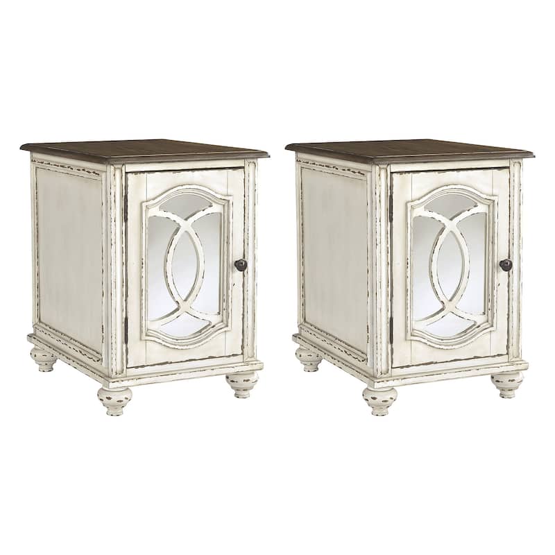 Signature Design by Ashley Realyn White/Brown 2-Piece End Table Package - 18" W x 24.13" D x 25.25" H