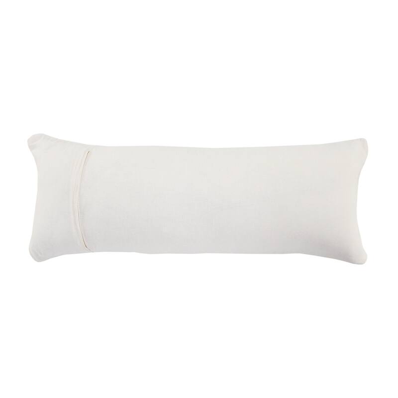 HomeRoots 14" X 36" White Red Blue Orange And Tan Polyester Geometric Zippered Pillow
