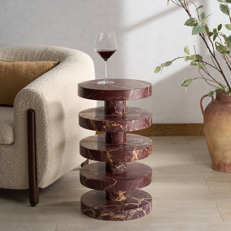 SAFAVIEH Couture Danny Round Marble Accent Table - 14"W x 14"D x 24"H