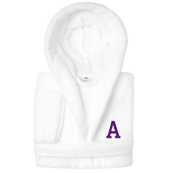 slide 2 of 80, Sweet Kids 100% Polyester SUPER PLUSH Double Brushed Hooded Bathrobe with Purple Bookman Monogram A - Large