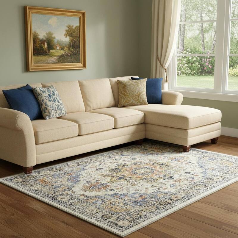 HomeRoots Medallion Traditional Rectangle Area Rug - 9' X 12'