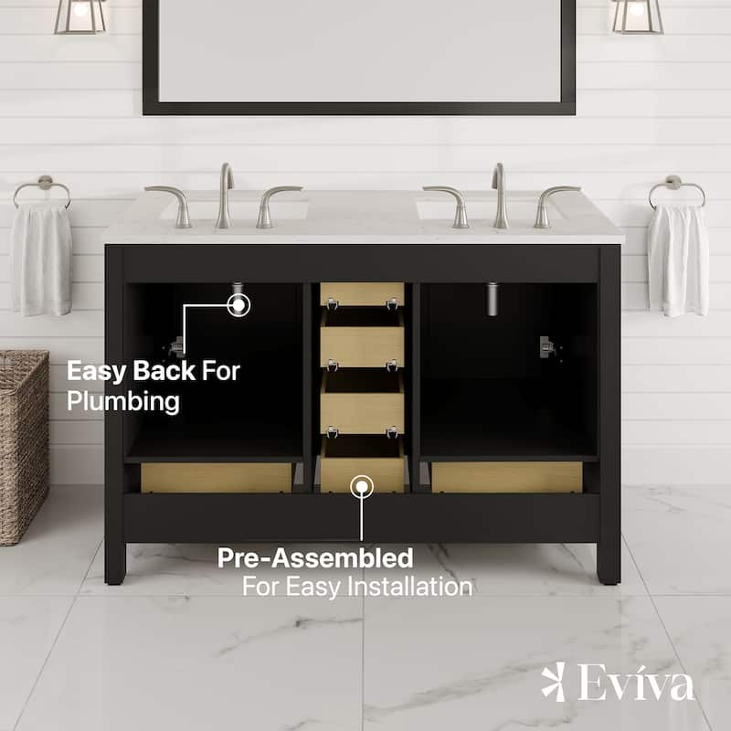 Aberdeen 48 in. Double Sink Vanity with Carrara Quartz Top & Undermount Sinks