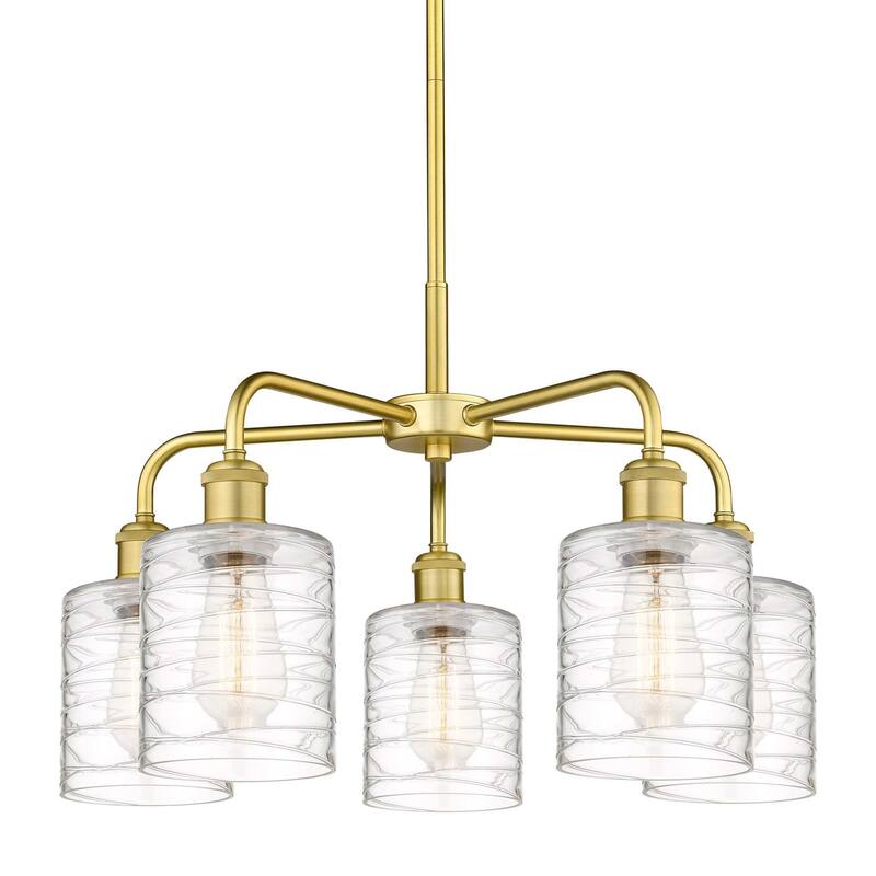 Innovations Lighting 516-5CR-15-23 Cobbleskill Chandelier Cobbleskill - Satin Gold / Deco Swirl