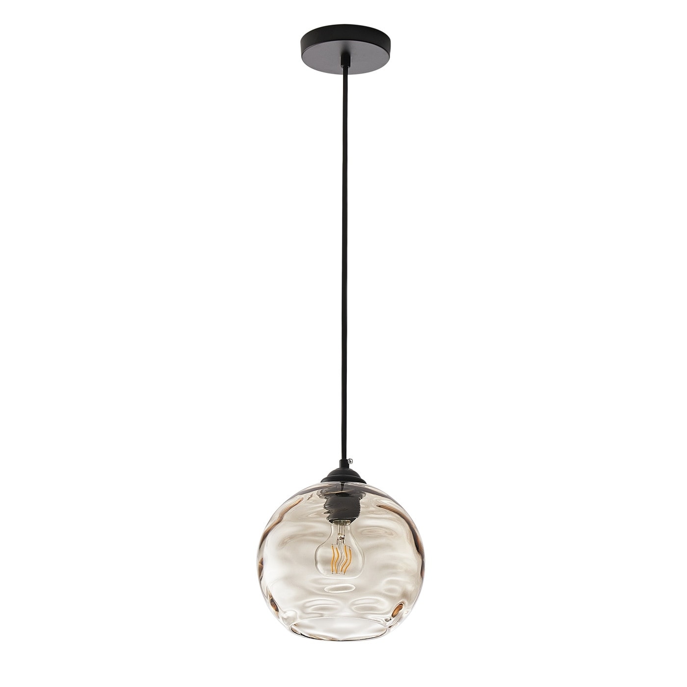 Modern Black 1 Light Clear Water Ripple Glass Shade Hanging Lamp On Sale Bed Bath Beyond 37920761