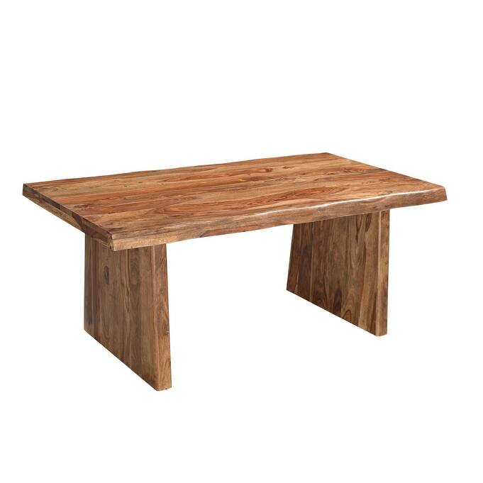 HomeRoots 74" Brown Wood Double Pedestal Base Live Edge Dining Table - 74.00 in. x 30.00 in. x 38.00 in.