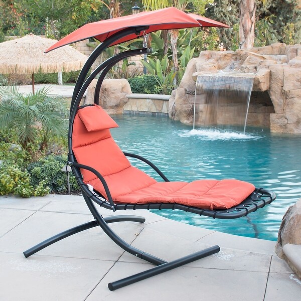 Shop Belleze Hanging Chaise Lounger Chair Arc Stand Air ...