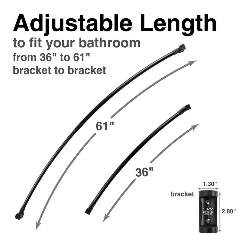 Curved Shower Curtain Rod Adjustable 36 to 61 inches by JS Jackson Supplies